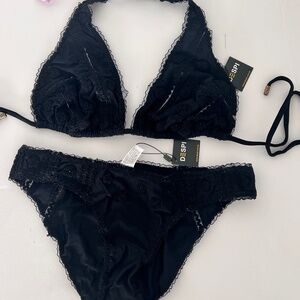 NWT Luxurious Bikini with Embroidery Despi Brand Black L